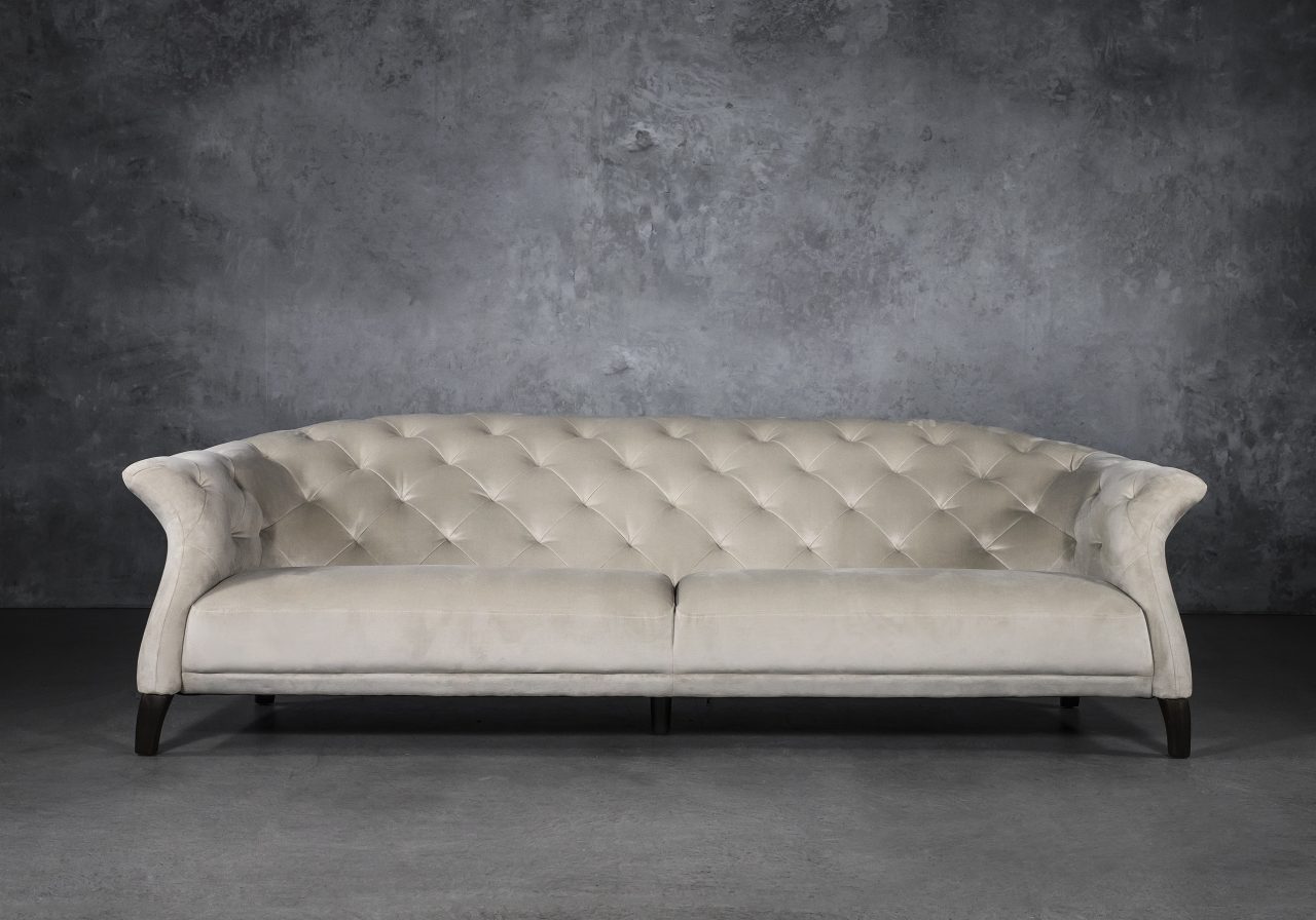 Ava Sofa in Beige Fabric, Front