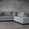 Brock Sectional in Silver Fabric, Angle