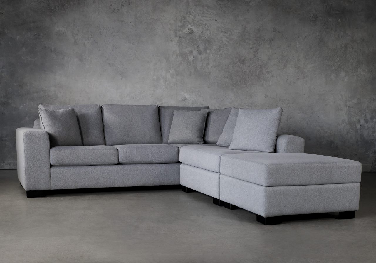 Brock Sectional in Silver Fabric, Angle
