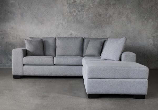 Brock Sectional in Silver Fabric, Front