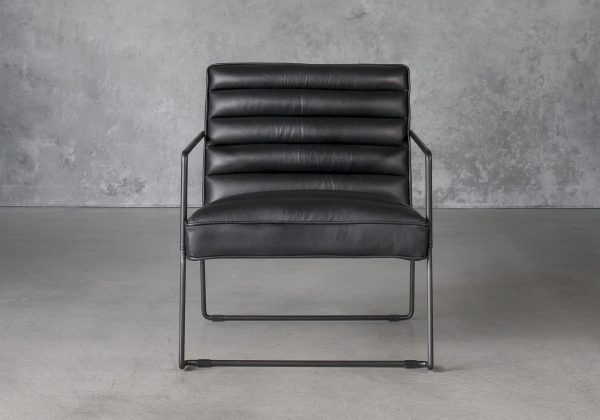 Brody Chair in Black Leather, Front