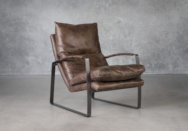 Damo Chair in Brown Leather. Angle Damo Chair in Brown Leather. Angle
