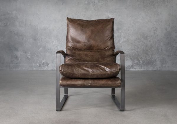 Damo Chair in Brown Leather. Front