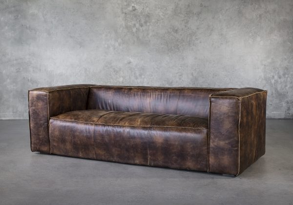 Emma Sofa in Brown Leather, Angle Emma Sofa in Brown Leather, Angle