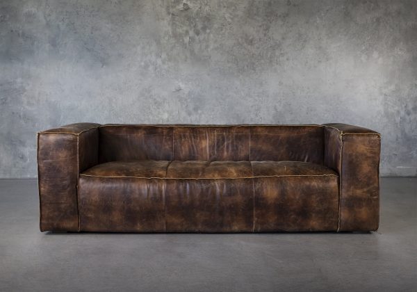 Emma Sofa in Brown Leather, Front