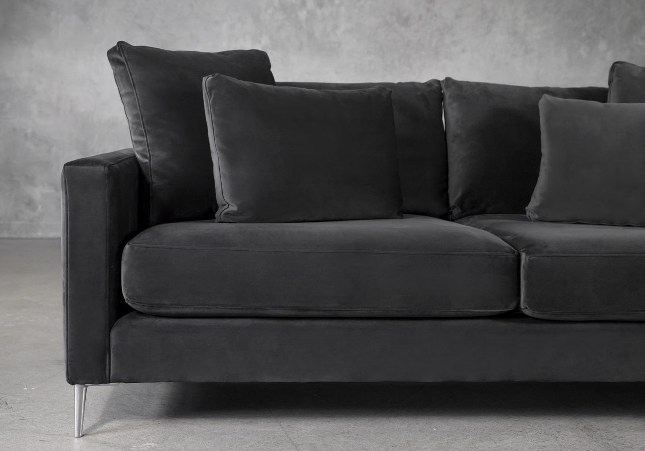 Invidia Sofa in Grey Fabric, Close Up