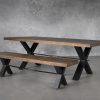 Ironside Large Dining Table, Angle with Bench