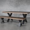 Ironside Medium Dining Table, Angle with Bench