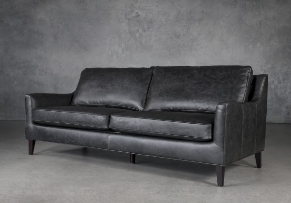 Jen Sofa in Black Leather, Angle Jen Sofa in Black Leather, Angle