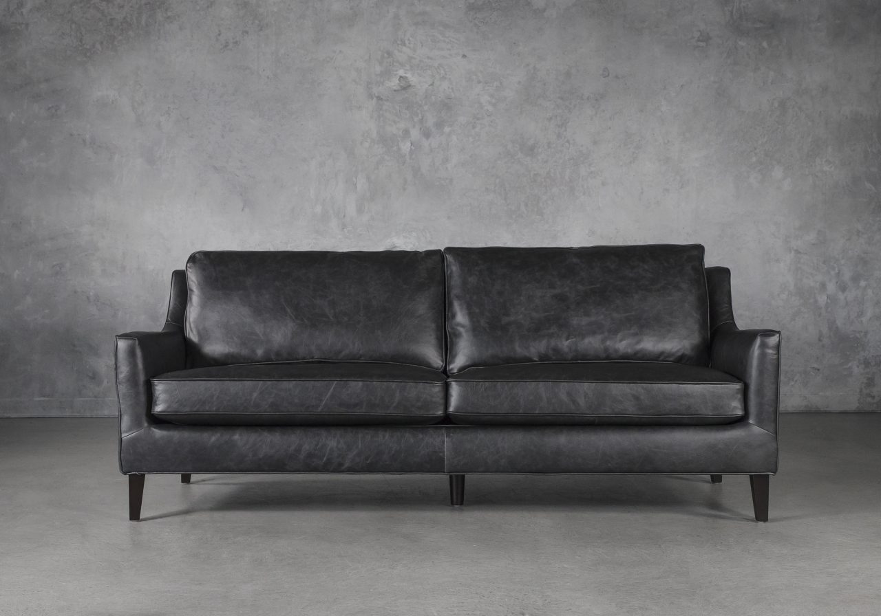 Jen Sofa in Black Leather, Front