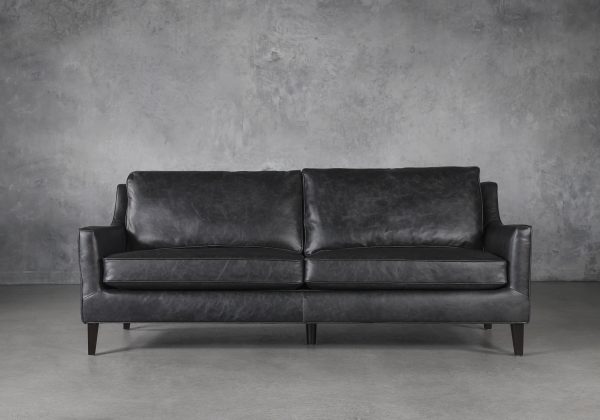 Jen Sofa in Black Leather, Front