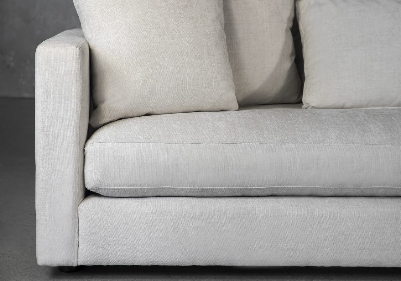 Leah Sofa in Sand Fabric, Close Up