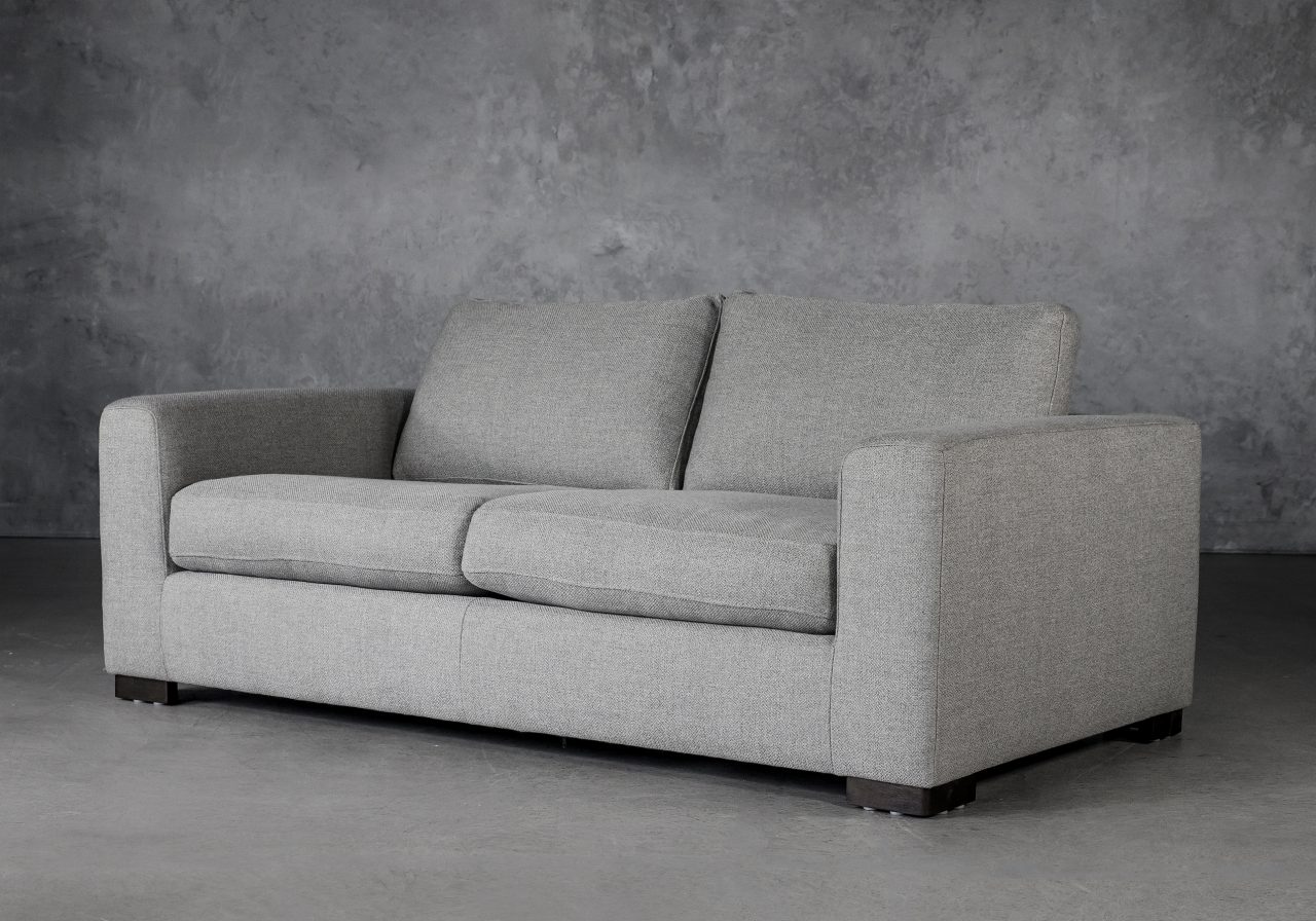 Lucca Loveseat in Light Grey Fabric, Angle