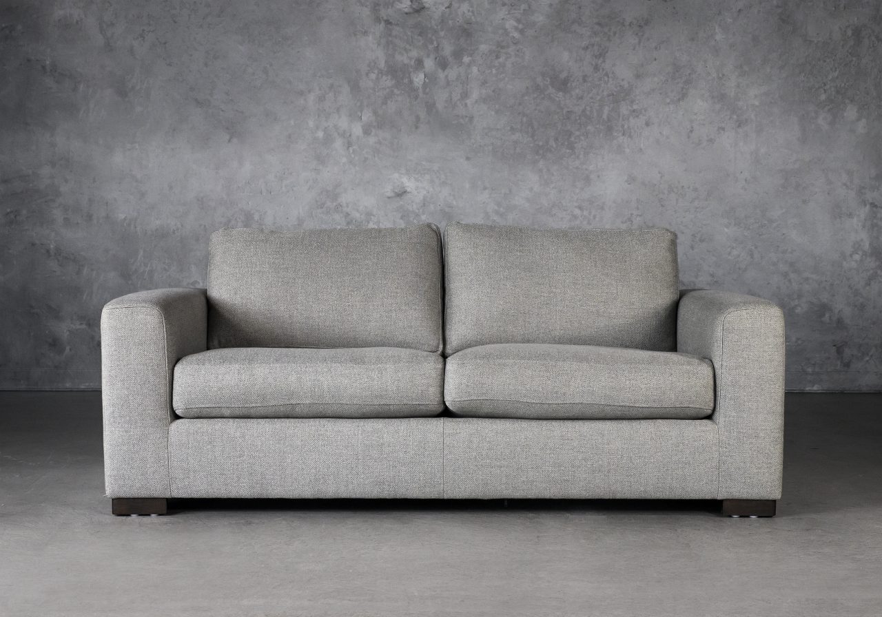 Lucca Loveseat in Light Grey Fabric, Front