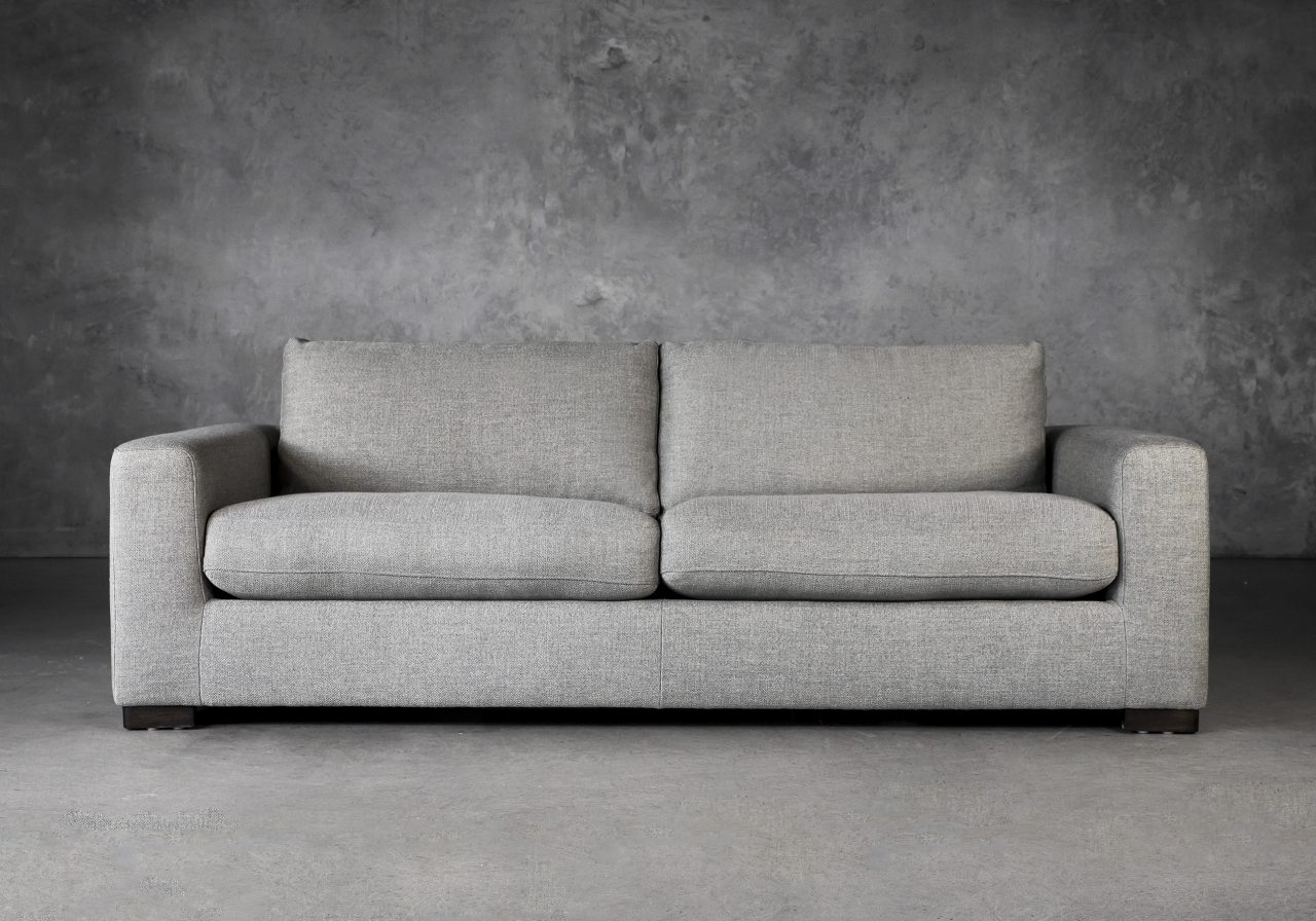 Lucca Sofa in Light Grey Fabric, Front