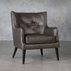 Marley Chair in Grey Leather, Angle