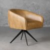 Milly Swivel Chair in Tan leather, Angle