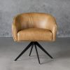 Milly Swivel Chair in Tan leather, Front