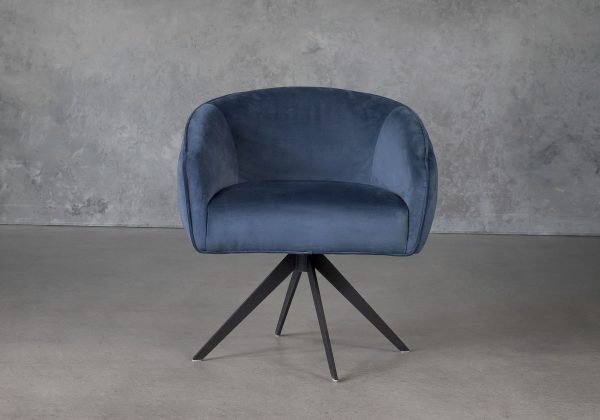 Milly Swivel Chair in Teal fabric, Front