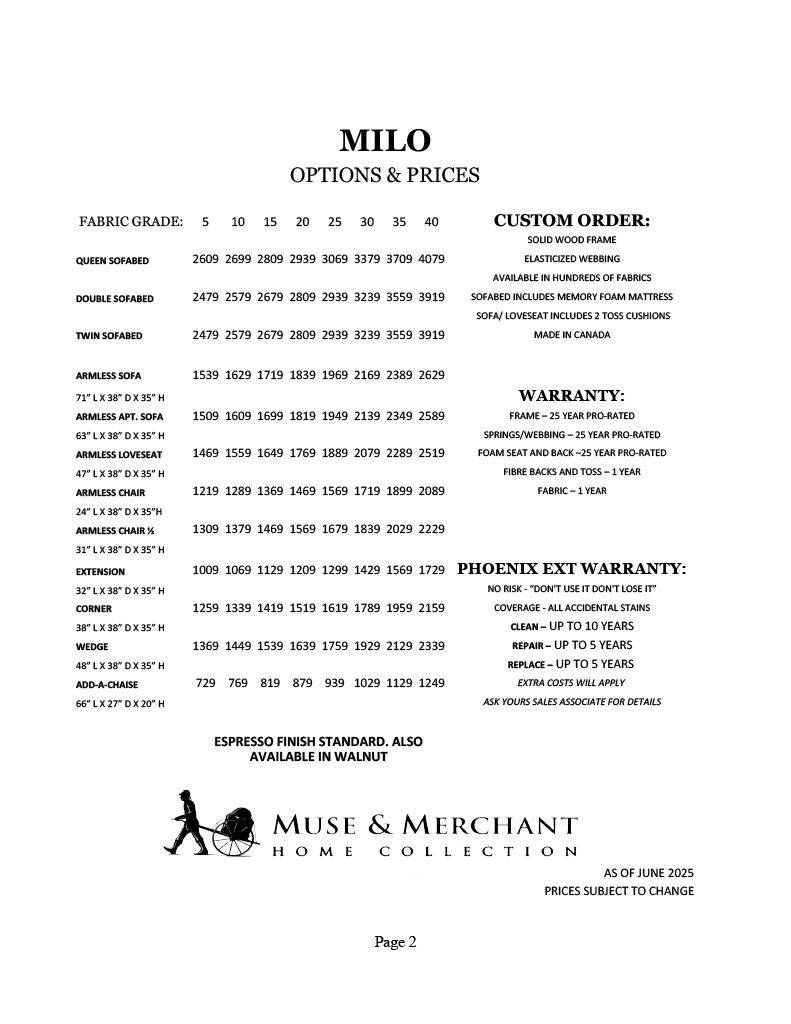 Milo Options and Prices - 2