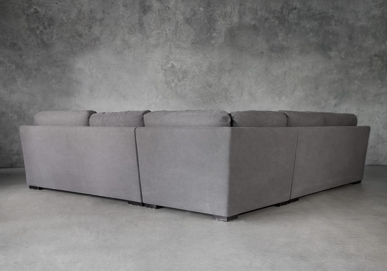 Nino Sectional in Dark Grey Fabric, Back