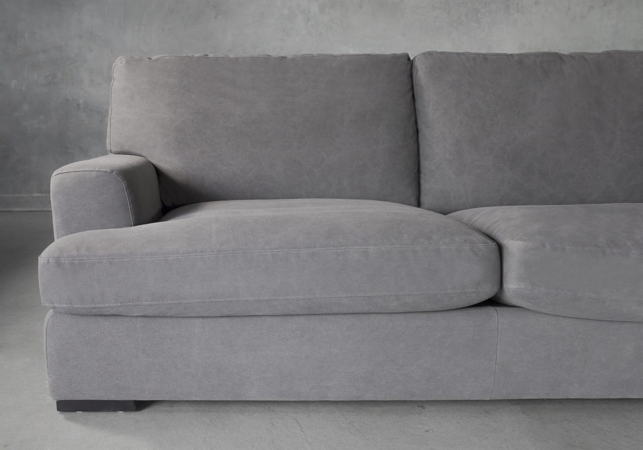 Nino Sectional in Dark Grey Fabric, Close Up