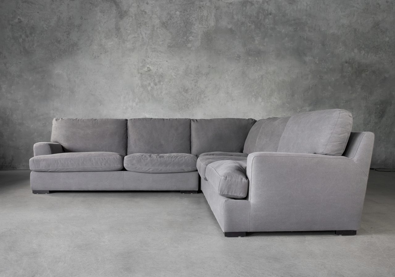 Nino Sectional in Dark Grey Fabric, Front