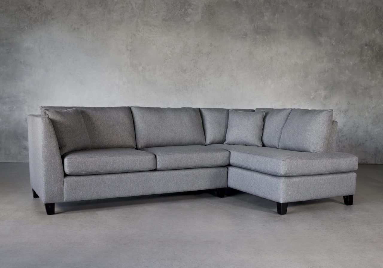 Saba 1 Arm Apartment Sofa in Grey Fabric, Angle