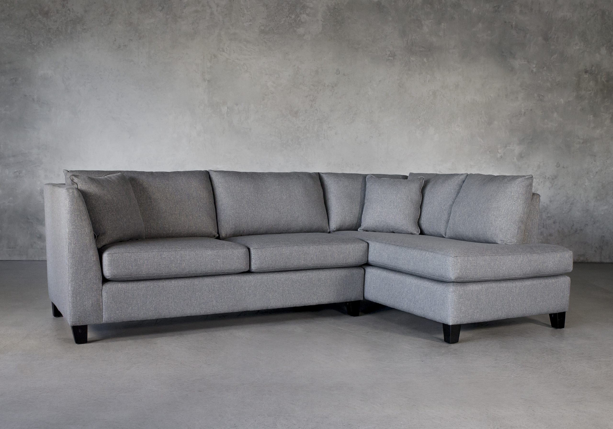 Saba 1 Arm Apt Sofa Grey Fabric Angle