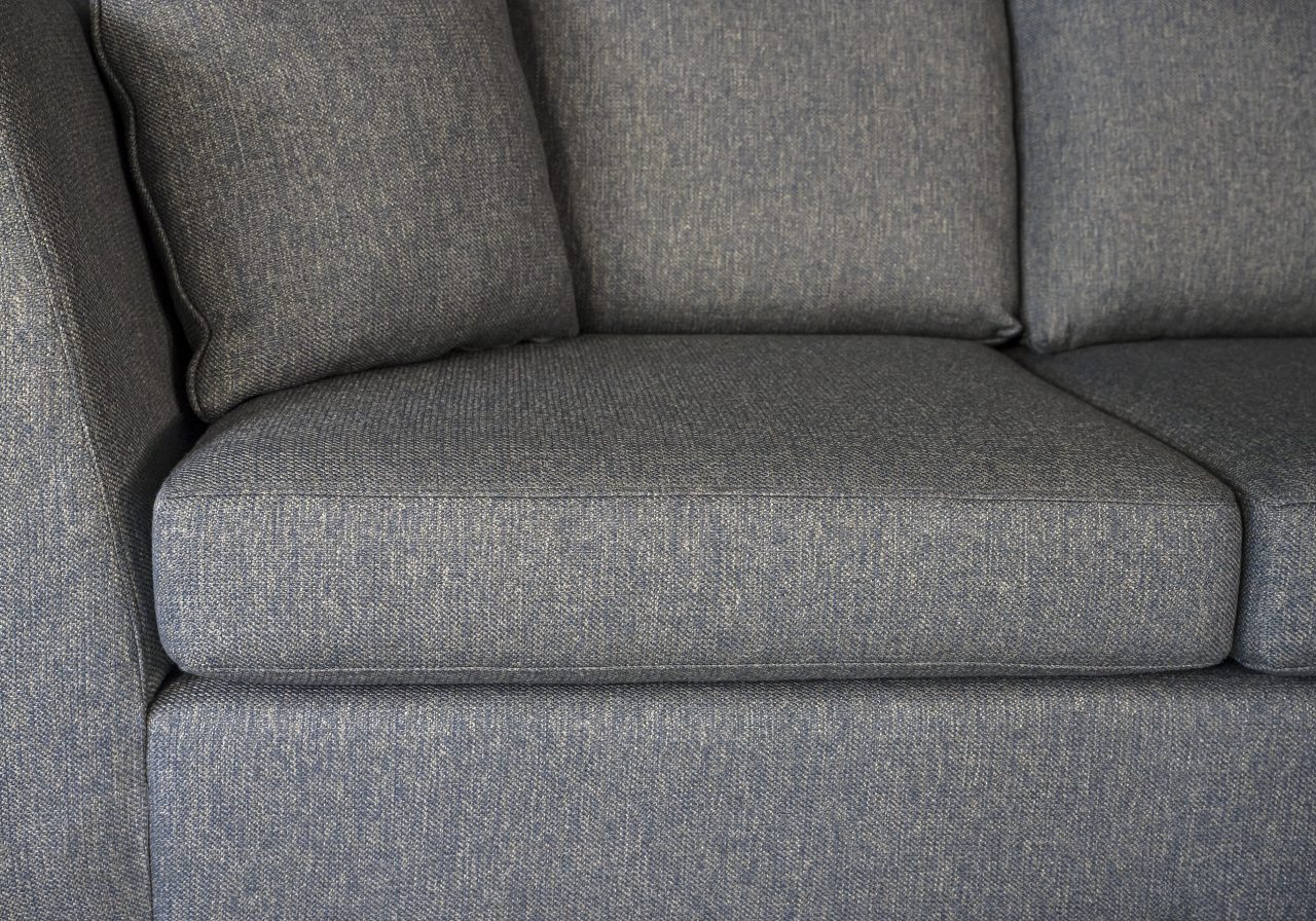 Saba 1 Arm Apartment Sofa in Grey Fabric, Close Up