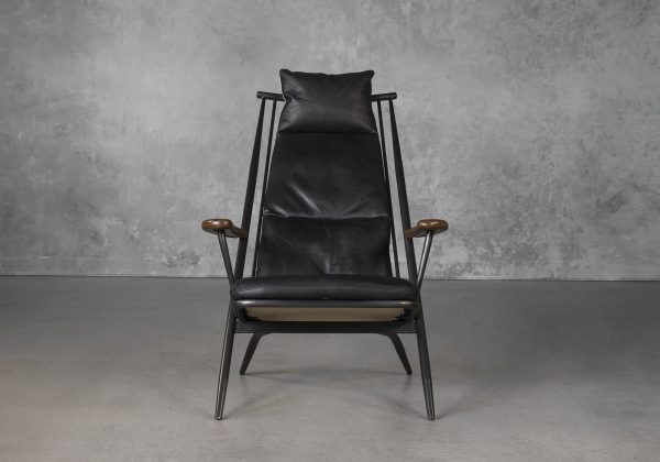 Sean Chair in Black Leather, Front