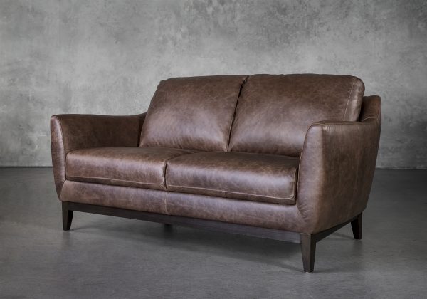 Seth Loveseat in Brown Leather, Angle
