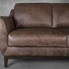 Seth Loveseat in Brown Leather, Close Up