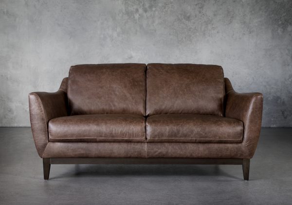 Seth Loveseat in Brown Leather, Front