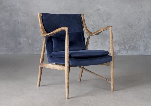 Silvia Chair in Blue Fabric, Angle