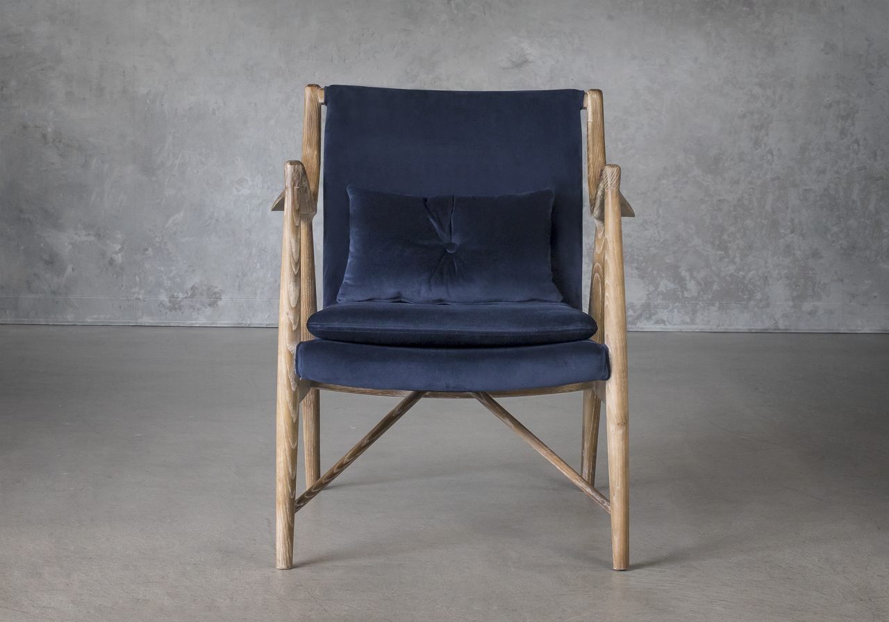 Silvia Chair in Blue Fabric, Front