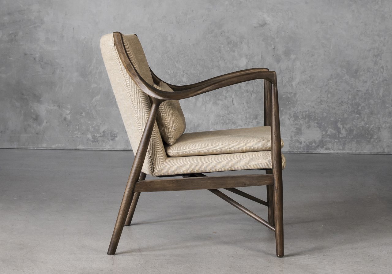 Silvia Chair in Herringbone Fabric, Side