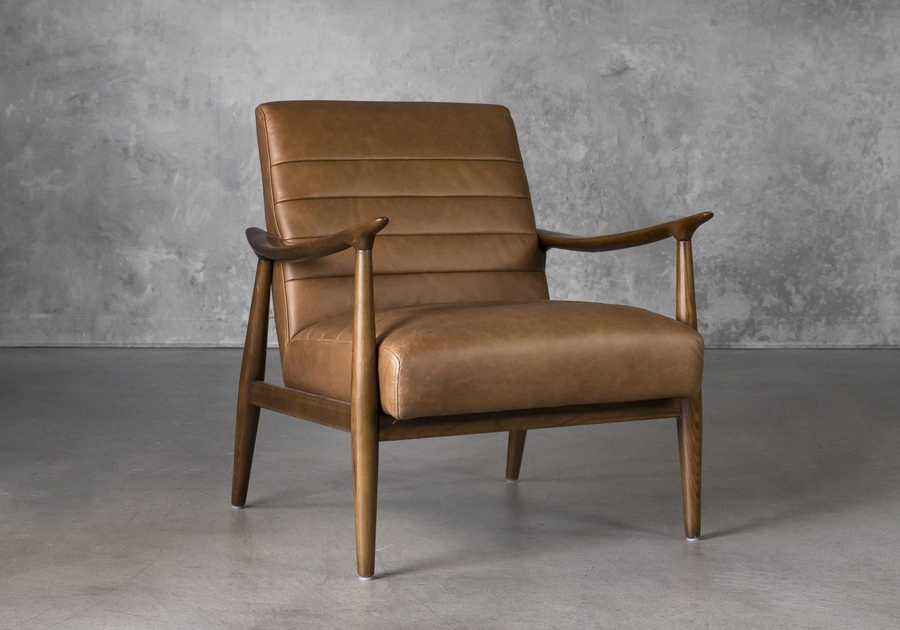 Trevor Chair in Camel Leather, Angle