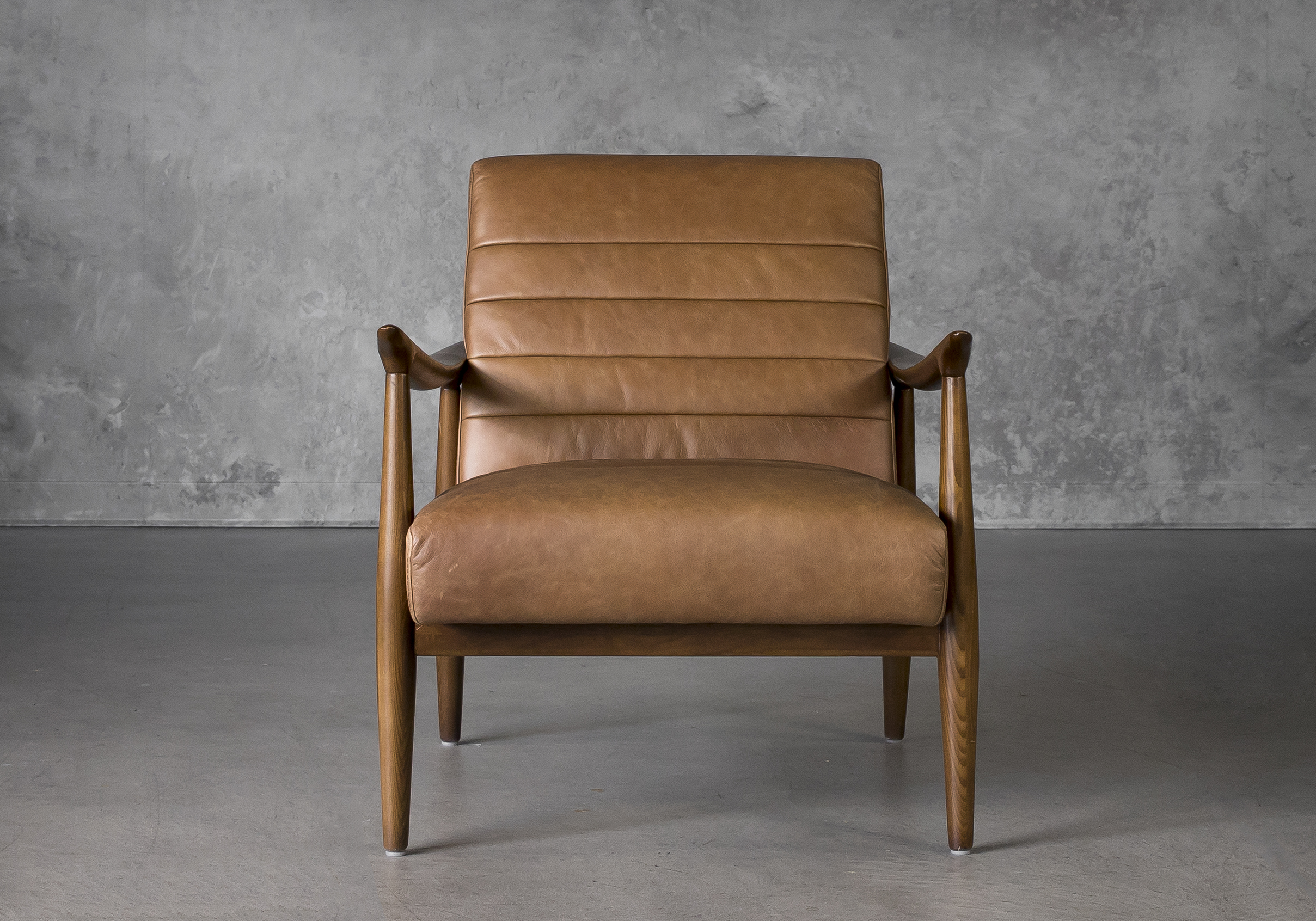 Trevor Chair Camel Leather Front