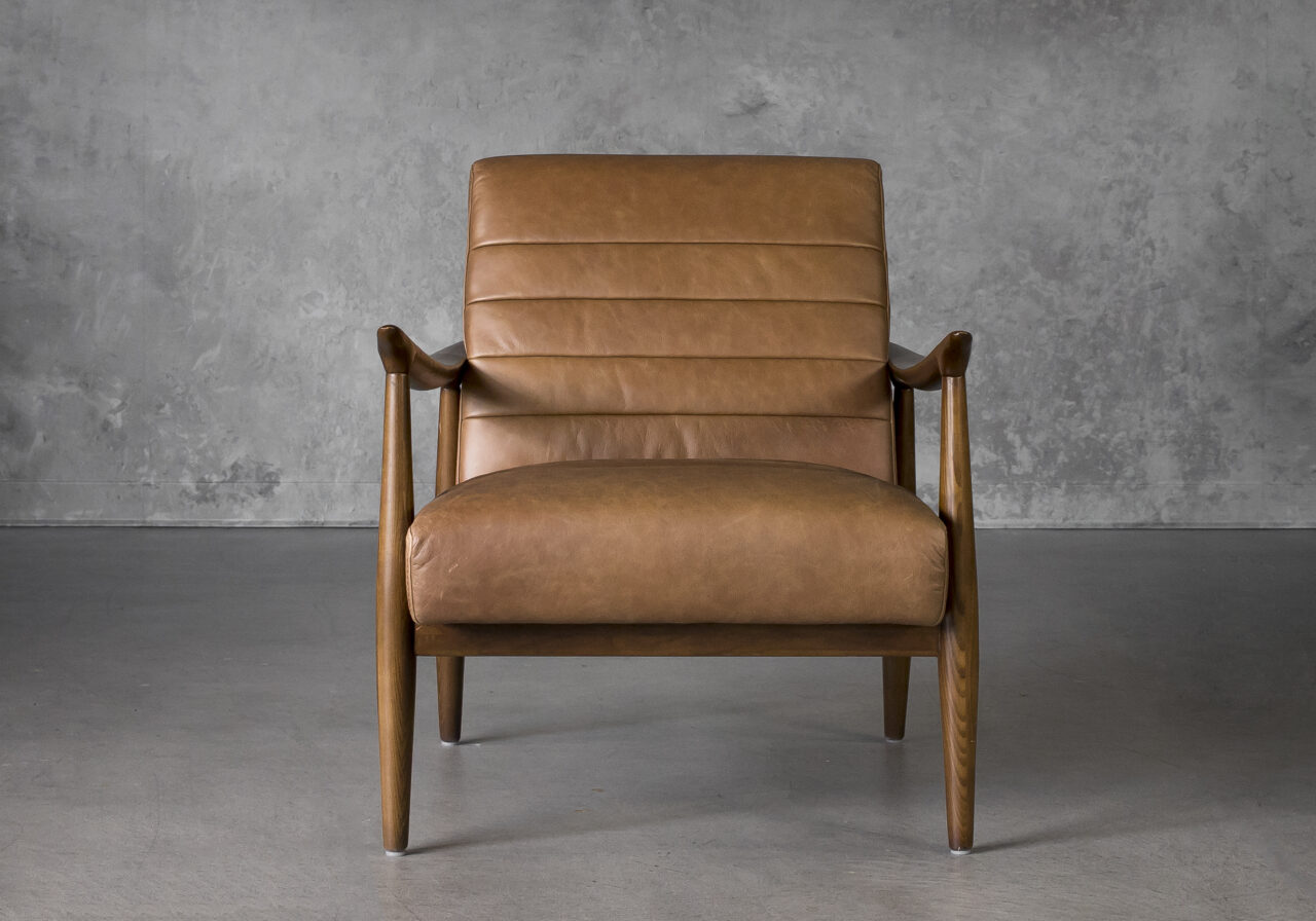 Trevor Chair in Camel Leather, Front