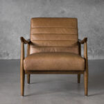 Trevor Chair in Camel Leather, Front