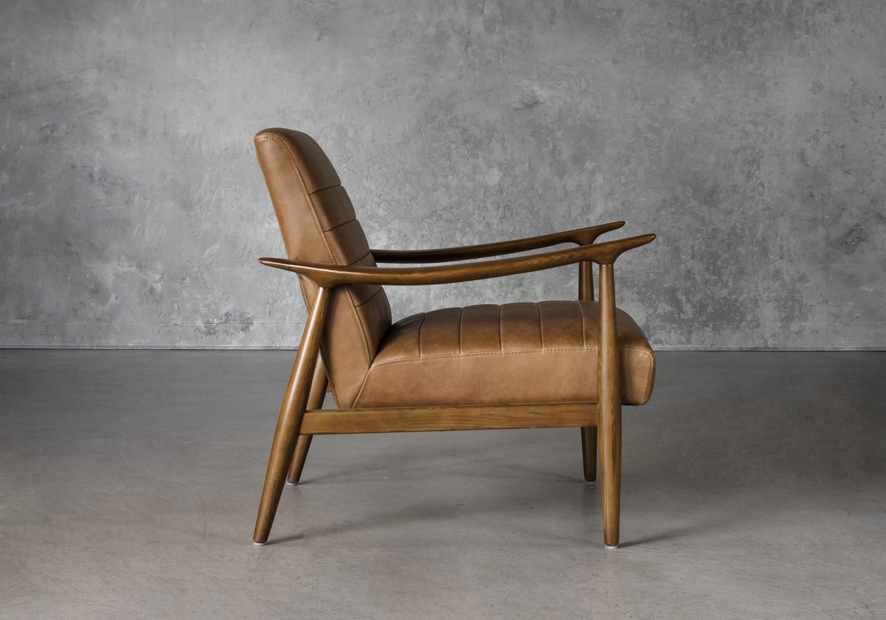 Trevor Chair in Camel Leather, Side