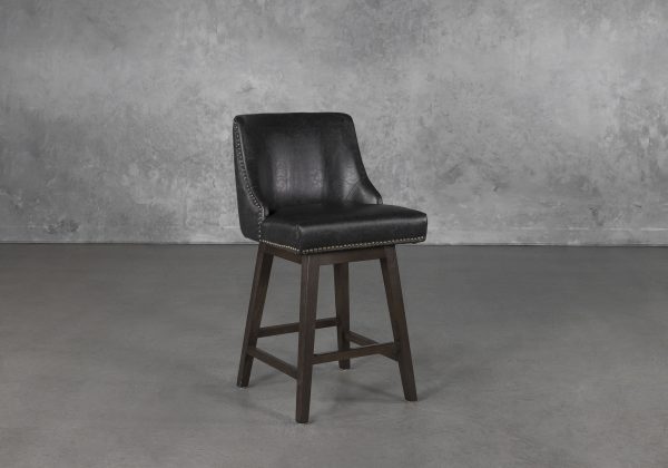 Jack Swivel Counter Stool in Black, Angle