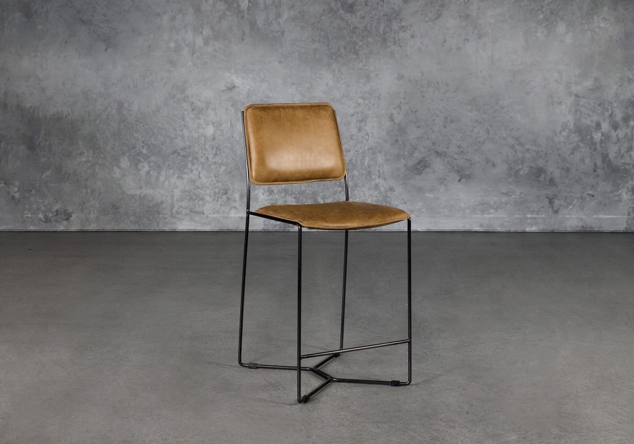 Kian Counter Stool in Cognac, Angle