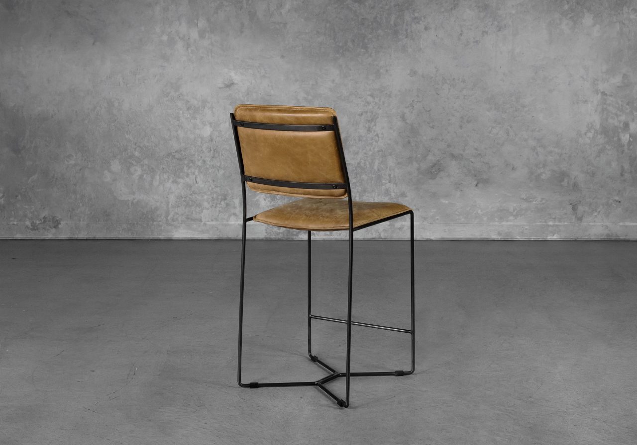 Kian Counter Stool in Cognac, Back