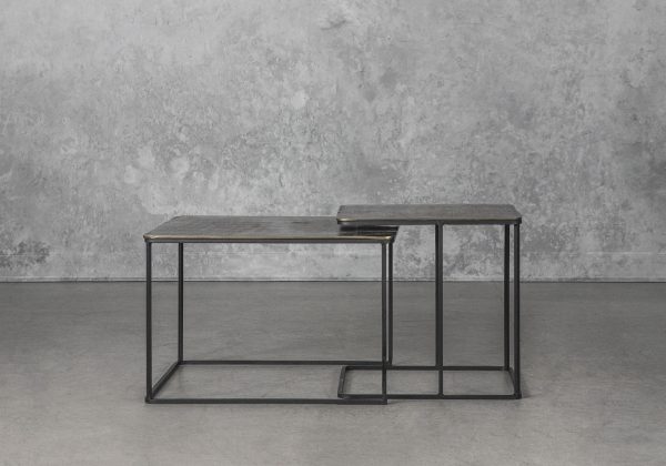 Vika End Tables in Antique Brass, Front