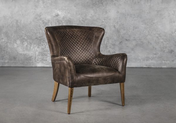 Alex Chair in Brown Leather, Angle Alex Chair in Brown Leather, Angle