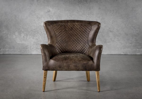 Alex Chair in Brown Leather, Front