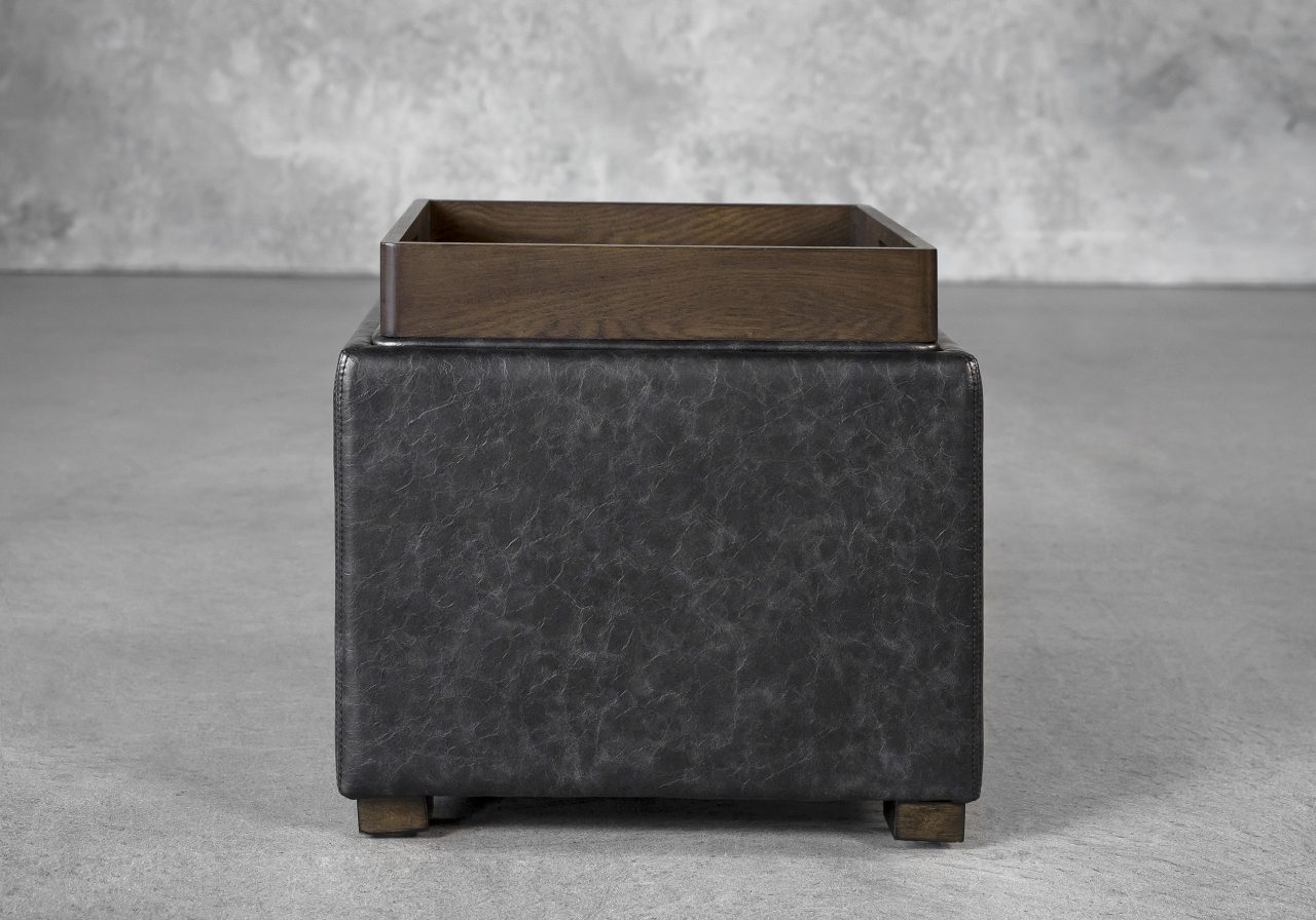 Becky Ottoman in Black, Lid Tray