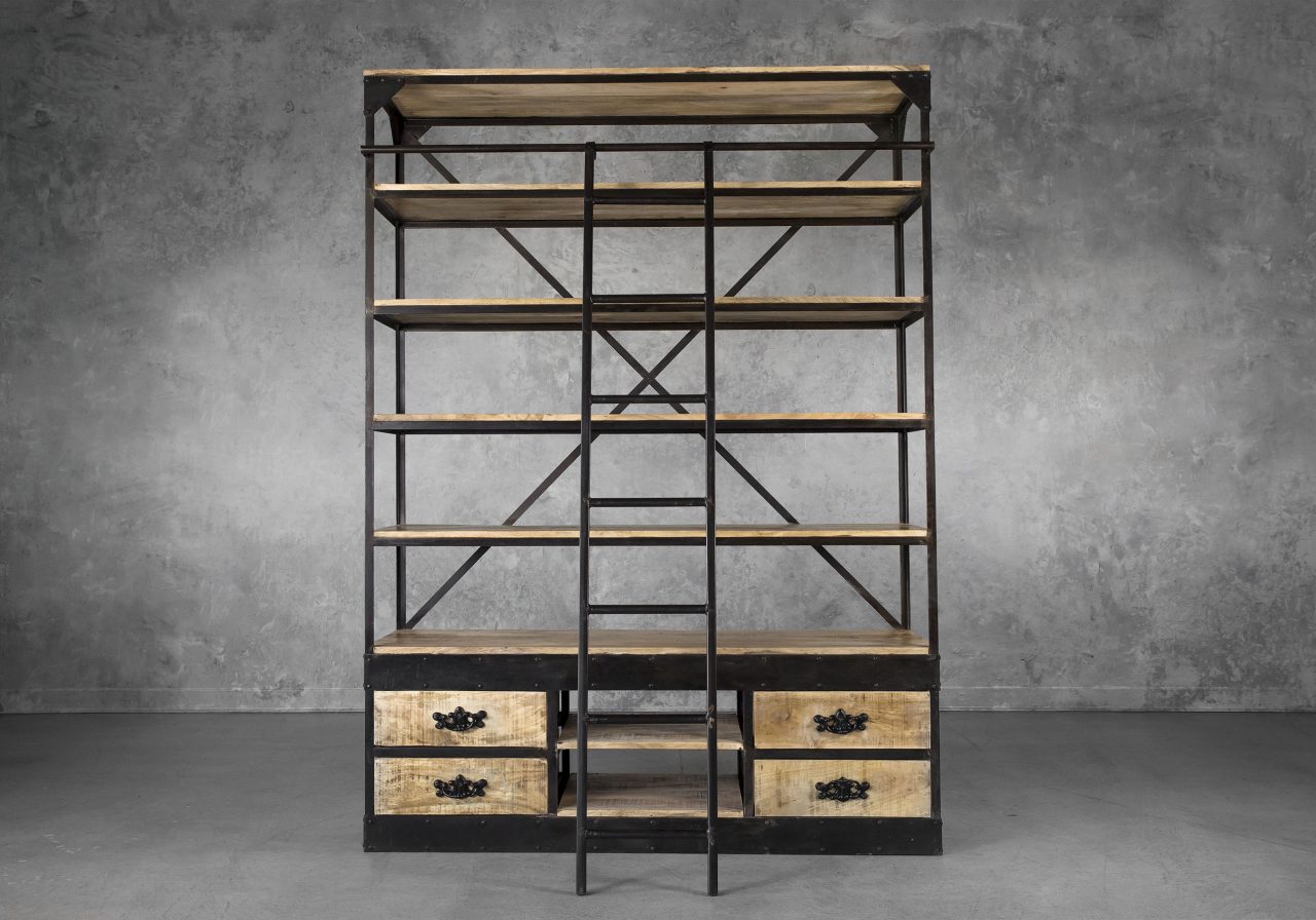 Library Bookcase, Front, Ladder